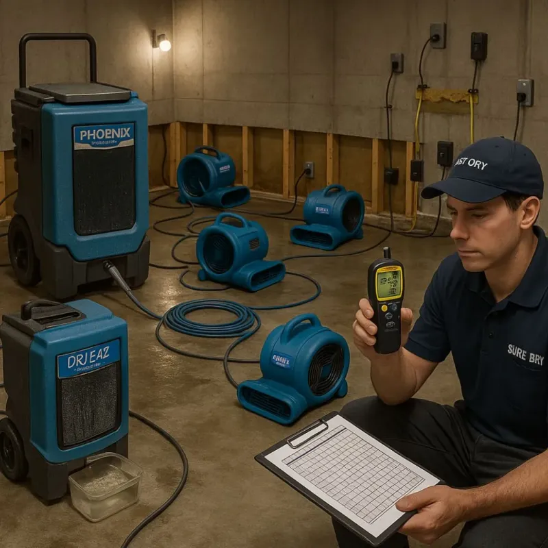 Structural Drying and Dehumidification process in Cloverly, MD